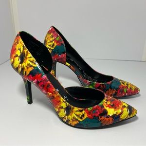 BRASH Colorful Floral Slip On Stiletto Heels